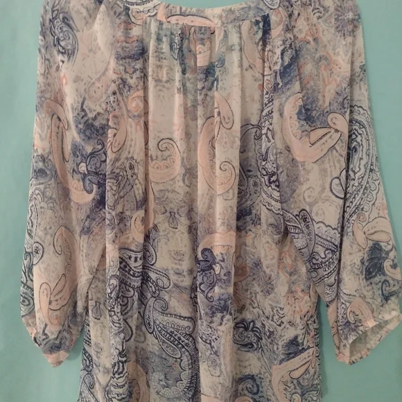 Paisley Print Sheer Blouse - Picture 5 of 7